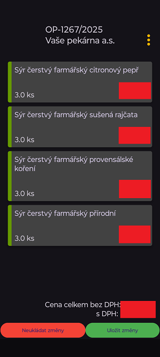 Detail konkrétní objednávky